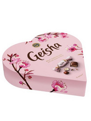 Продуктови Категории Шоколади Karl Fazer Geisha Шоколадови бонбони в подаръчна кутия с форма на сърце 225 гр